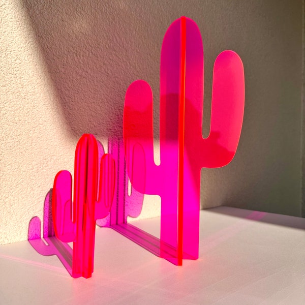 Neon Acrylic Cactus | Fluorescent Neon Acrylic, Pink Cactus, Acrylic Art, Cute Design, Multiple Size, Bohemian Home Decor, Cactus Statue |