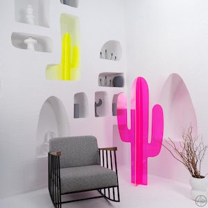 Large Acrylic Cactus Sculpture | Colorful Cacti Decor, Boho Desert Cactus Decor, 60'' Inch Cacti Sculpture, Event Decor, Living Room Decor |