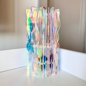 Iridescent Abstract Wavy Table Lamp Colorful Reflections, Lamp for Living Room, Cozy Lamp, Holographic Design, Abstract Wavy Design E14 image 4
