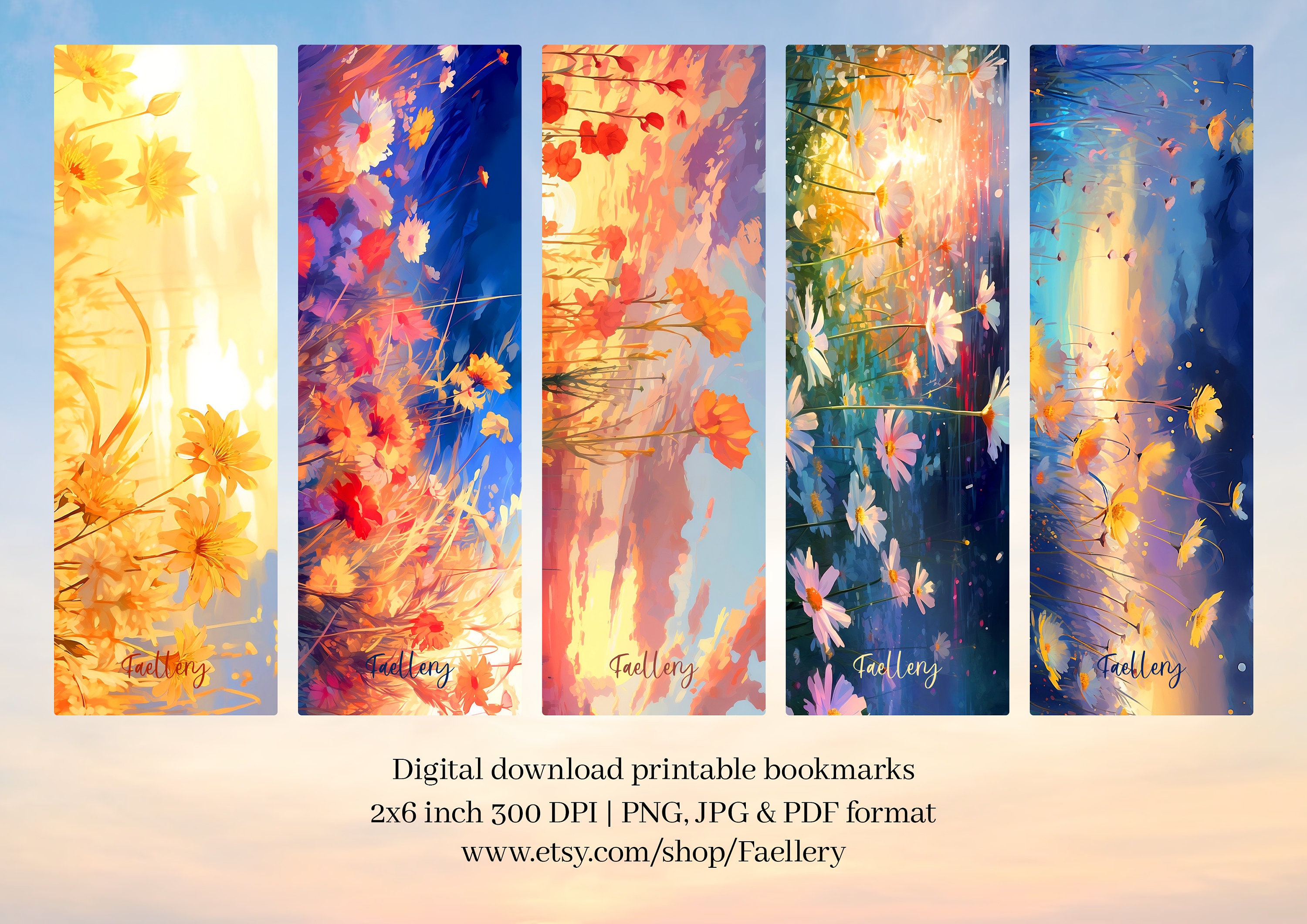 10 Wildflowers Printable Bookmarks Digital Download JPG Bookmark Sheets ...