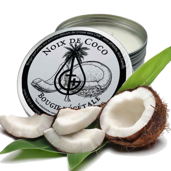 Bougie coco longue durée Bougie Parfumée végétale Noix de Coco des îles