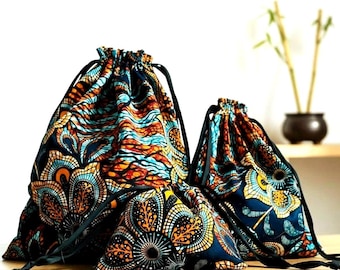 Gift packaging zero-waste, wax tissue, eco-friendly reusable pouch bag, jewelry, book protector, jewelry, organization and travel