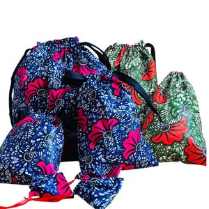 Sacchetto regalo riutilizzabile in cotone, zero sprechi, in tessuti wax, ecologico, idea regalo di Natale per gioielli, contenitori e viaggi