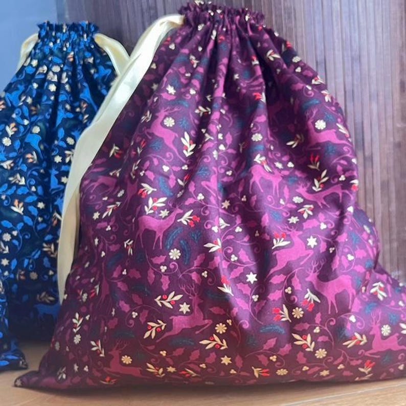 Fabric gift bag, reusable Christmas pouch, jewelry, storage, travel, gift idea image 5