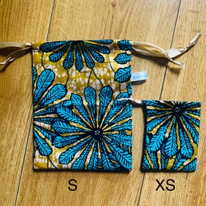 jewelry gift bag in wax fabric, pouch bag eco-friendly packaging, zero waste, storage and travel image 3