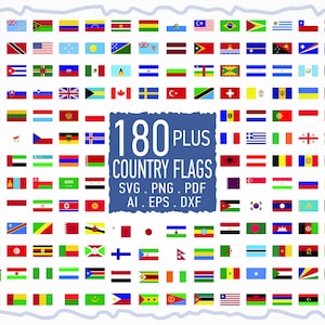 Pacote SVG de todas as bandeiras do mundo, pacote SVG de bandeira de país, SVG de bandeira nacional, bandeira dos EUA, arquivos de corte SVG para Cricut, TheDigitalInfinity