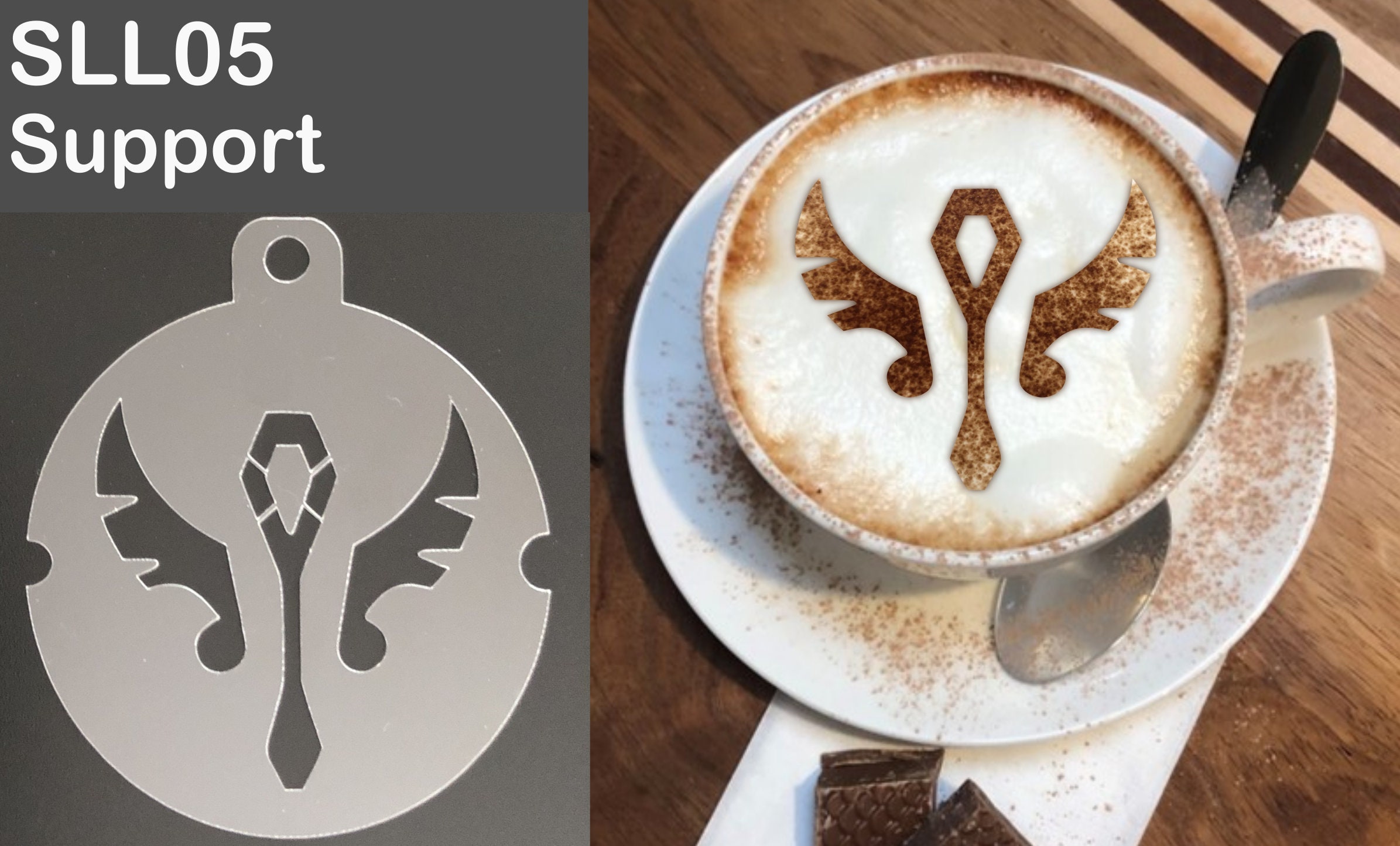 Farfi 16Pcs DIY Coffee Latte Cappuccino Mold Art Baking Stencils Template  Dusting Pad (1 set)