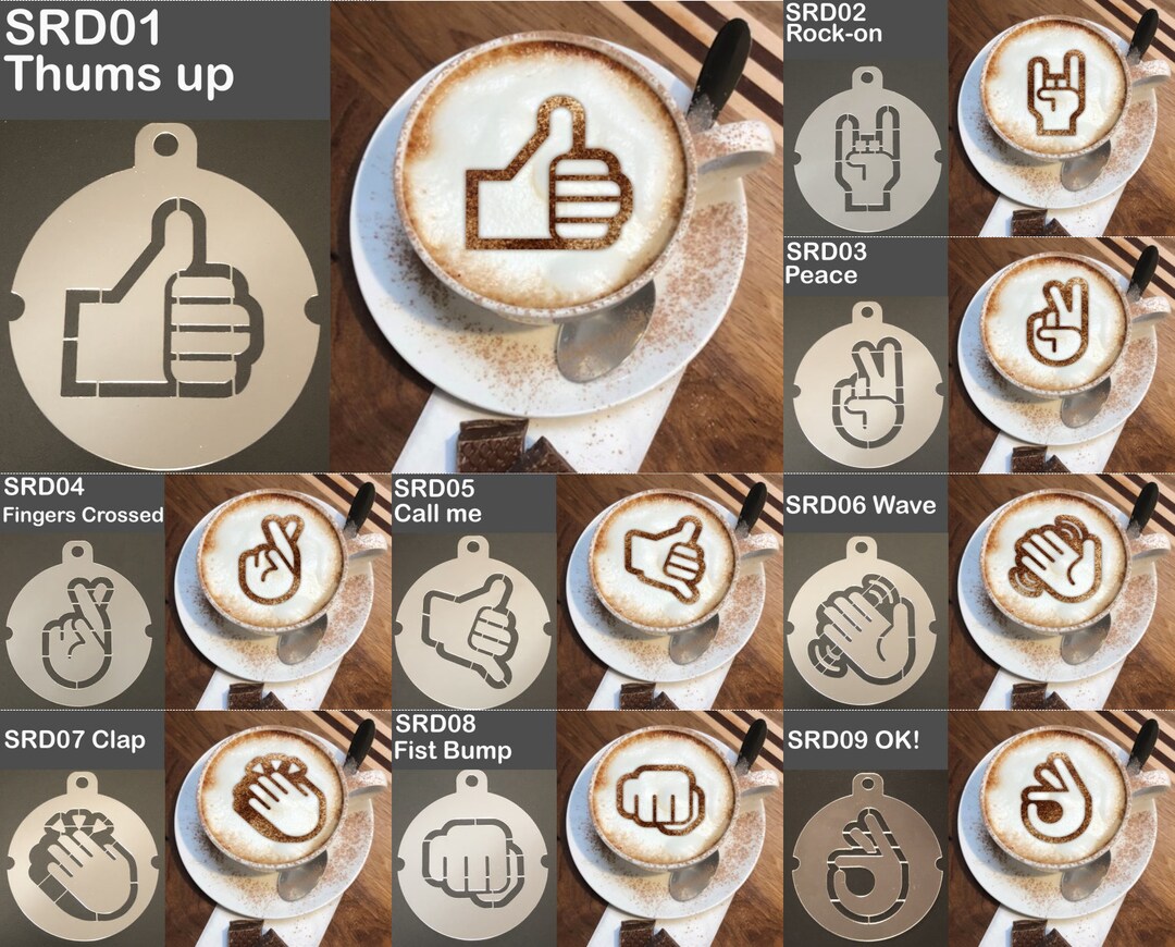 Hand Emoji Themed Coffee Dusting Stencils Etsy