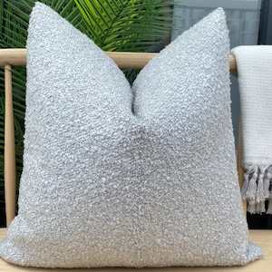 Light Gray Boucle Pillow Cover, Throw Pillow Cover, Textured Soft Pillow, Cotton Boucle Pillow, Euro Sham Cushion, All Sizes