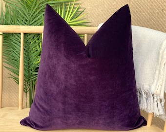 Cotton Purple Velvet Pillow Cover, Woven Purple Velvet Pillowcase, Soft Purple Velvet Pillow Cushion, Euro Sham Cover, Purple Velvet Fabric