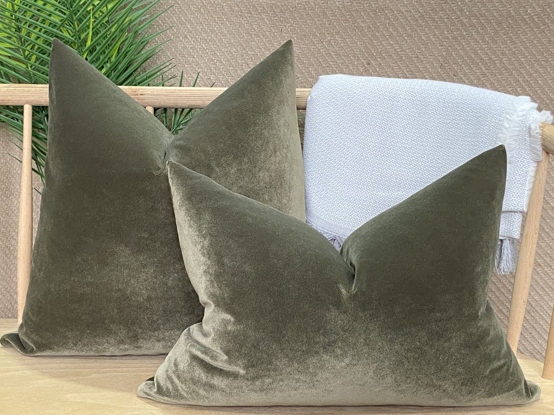 Moldy Green Velvet Pillow Cover, Super Soft Green Velvet Pillow Cushion