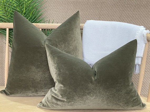 Moldy Green Velvet Pillow Cover, Super Soft Green Velvet Pillow Cushion, Euro Sham Cover, Cotton Moldy Green Pillowcase, Soft Velvet Fabric