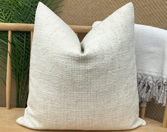Ivory Striped Pillow Cover, Soft Ivory Boho Pillow Cushion