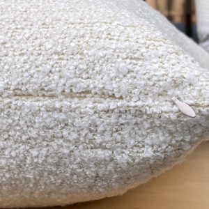 Ecru Textured Boucle Pillow Cover, Cotton Boucle Pillow Cushion, Ecru Boucle Pillowcase, Euro Sham Cover, Throw Boucle Pillow Fabric