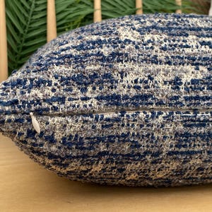 Federa per cuscino Boho blu navy e grigio, federa per cuscino in lino blu navy intrecciato, federa per cuscino neutra boho, federa per cuscino europea, tessuto per cuscino in cotone