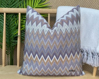 Purple Chevron Pillow Cover, Colorful Textured Zigzag Pillow Cushion, Woven Chevron Pillow Case, Cotton Pillow, Euro Sham Cover