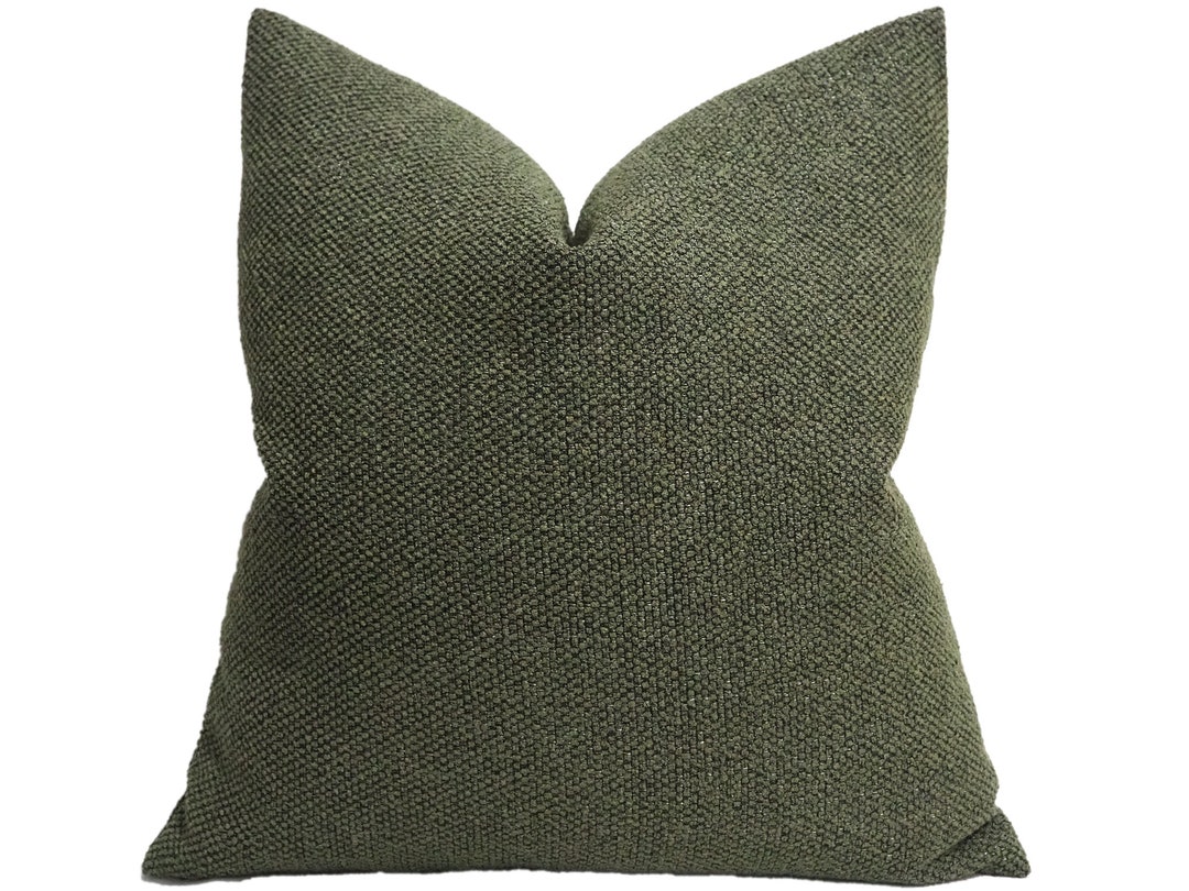 Deep Sage Green Boho Pillow Cover Green Textured Woven Etsy