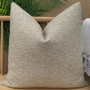 Beige Super Soft Boucle Pillow Cover, Cotton Boucle Pillow Cushion