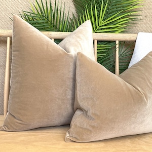 Matte Light Camel Velvet Pillow, Woven Light Camel Pillow Cover, Euro Sham Cover, Soft Weaving Velvet Pillowcase, Light Camel Pillow Fabric