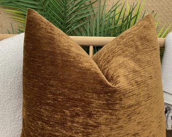 Housse de coussin marron doré, coussin d'oreiller chenille marron, taie d'oreiller euro, taie d'oreiller en coton marron clair, tissu d'oreiller marron doré