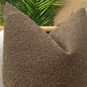 Dark Taupe Boucle Pillow Cover, Textured Boucle Pillow Cushion,Soft Boucle Pillowcase