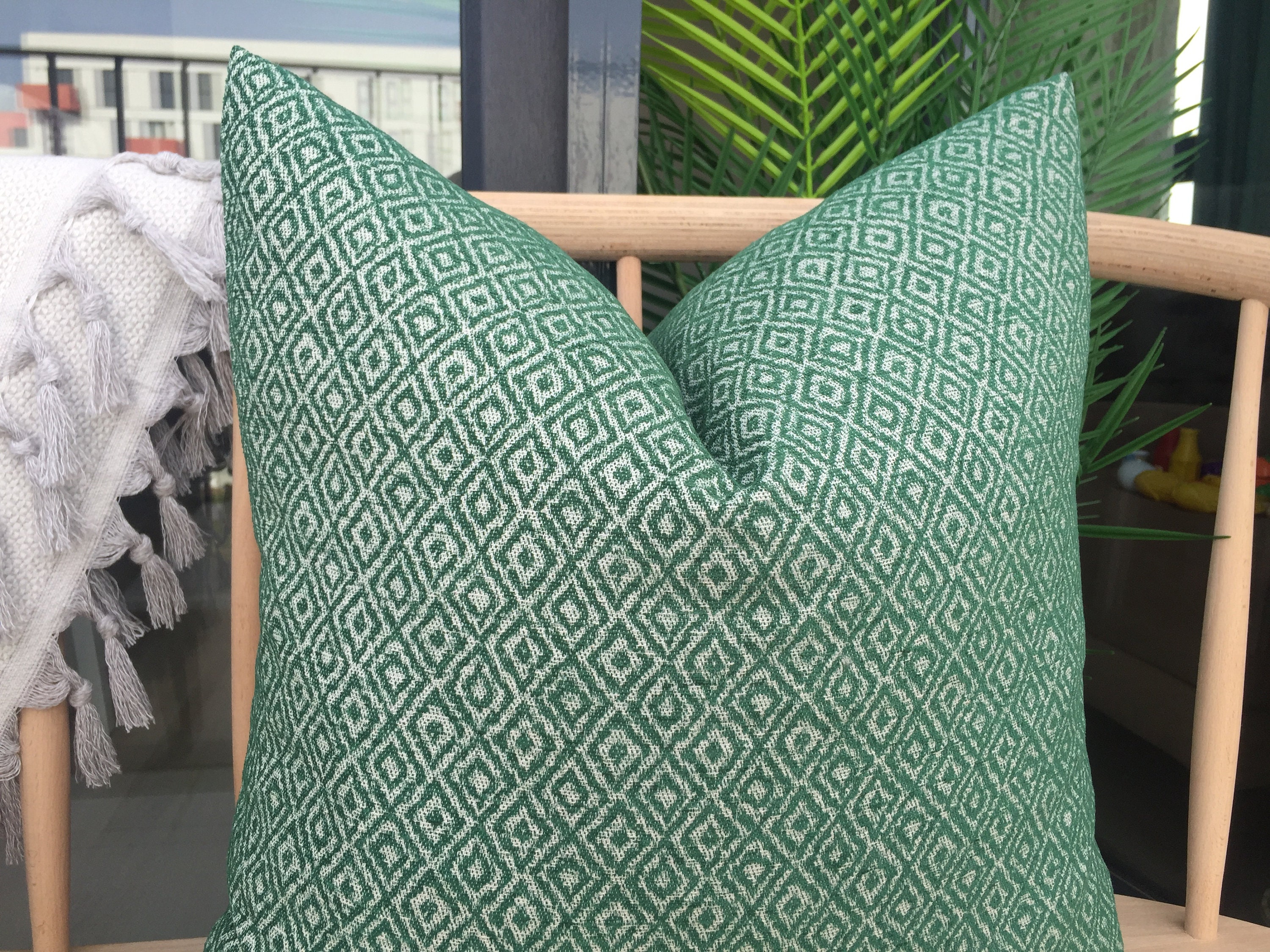 Green Basketweave Pillow Cover Dark Green Pillow Cushion Etsy