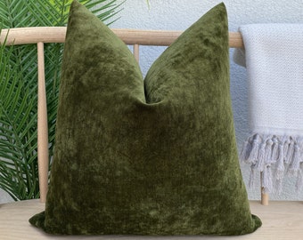 Green Chenille Pillow Cover, Textured  Pillow Cushion, Super Soft  Green Pillow Case, Chenille Green Pillow, Euro Sham Cover