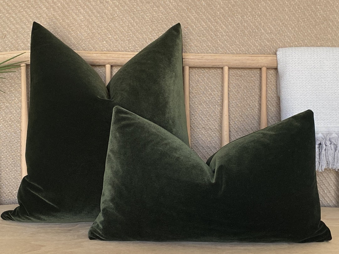 Dark Green Velvet Pillow Cover, Matt Velvet Pillow Cushion, Euro Sham Velvet Pillow, Green Soft Velvet Pillow, Throw Velvet Pillow Cover