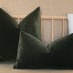 Dark Green Velvet Pillow Cover, Matt Velvet Pillow Cushion, Euro Sham Velvet Pillow, Green Soft Velvet Pillow, Throw Velvet Pillow Cover