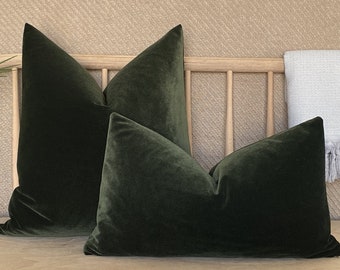 Dark Green Velvet Pillow Cover, Matt Velvet Pillow Cushion, Euro Sham Velvet Pillow, Green Soft Velvet Pillow, Throw Velvet Pillow Cover