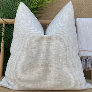 Ivory Boho Pillow Cover, Textured Neutral Bohomien Pillow Cushion, Euro Sham Cover, Strip Boho Pillowcase, Soft Ivory Pillow Fabric