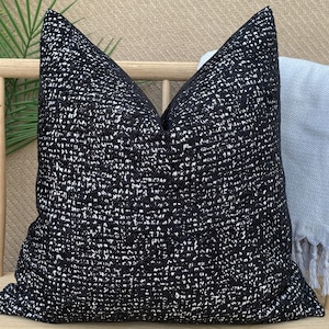 Black and White Pillow Cover, Black Boho Pillow Cushion, Abstract Black Pillowcase, Soft Pillow Fabric, Woven Black and White Pillow
