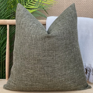 Moss Green Linen Pillow Cover, Organic Green Linen Pillow Cushion, Euro Sham Cover, Cozzy Linen Pillow Case, Decorative Linen Pillow