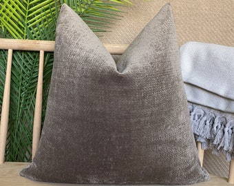 Taupe Cozy Pillow Cover, Textured Pillow Cushion, Super Soft Pillowcase, Euro Sham Cover, Taupe Cotton Pillow Fabric, Throw Chenille Pillow