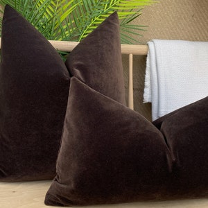 Dark Brown Velvet Pillow Cover, Soft Velvet Pillow Cushion, Brown Velvet Pillow Cushion, Matte Brown Velvet Pillow, Coffee  Velvet Fabric