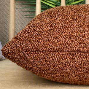 Rostfärgad bouclé örngott, tjockt bouclé örngott, rostfärgad bouclé kudde i bomull, europeisk simpson-kudde, rostfärgad bouclé kuddetyg