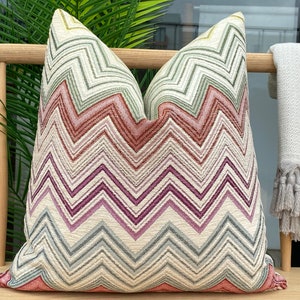 Colorful Textured Chevron Pillow Cover, Woven Chenille Zigzag Pillow Cushion, Cotton Chevron Pillow Case, Soft Chevron Pillow Fabric