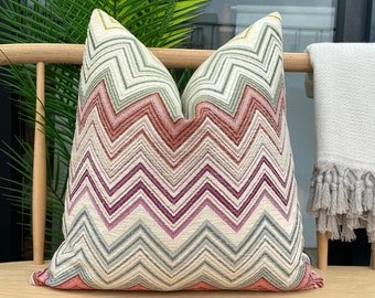 Colorful Textured Chevron Pillow Cover, Woven Chenille Zigzag Pillow Cushion, Cotton Chevron Pillow Case, Soft Chevron Pillow Fabric