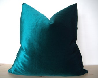 Deep Teal Luxury Velvet Pillow Cover, Super Soft Velvet Pillow Cushion, Euro Sham Cover, Throw Shiny Velvet Pillow Case, Decorative Pillow