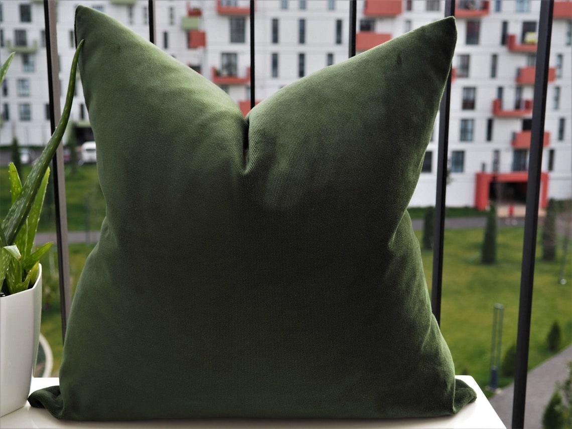 Dark Green Velvet Pillow Cover Matt Velvet Pillow Cushion Etsy