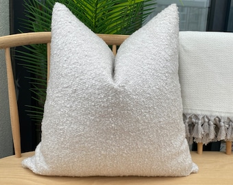 Off White Boucle Pillow Cover, Euro Sham Pillow , Textured Pillow Cover, Cotton Boucle Pillow Cushion, Soft Boucle Pillow All Sizes