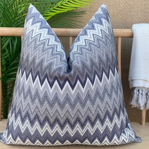 Gray Chevron Pillow Cover, Textured Zigzag Pillow Cushion, Euro Sham Cover, Navy, Ivory and Gray Chevron Pillow, Colorful Zigzag Fabric