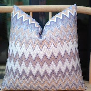 Purple Chevron Pillow Cover, Colorful Textured Zigzag Pillow Cushion, Woven Chevron Pillow Case, Cotton Pillow, Euro Sham Cover image 1