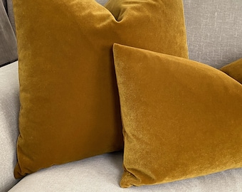 Dark Mustard Velvet Pillow Cover, Super Soft Velvet Pillow Cushion