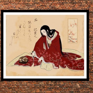Japanese art, Japanese geisha painting, Geisha with cat cutting kimono poster print Home decor, Japan Poster Framed Poster Or Canvas Print