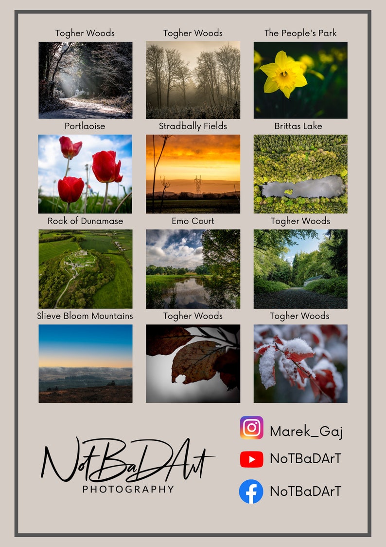 Printable Irish Calendar 2023 Ireland Laois Emo Portlaoise Etsy