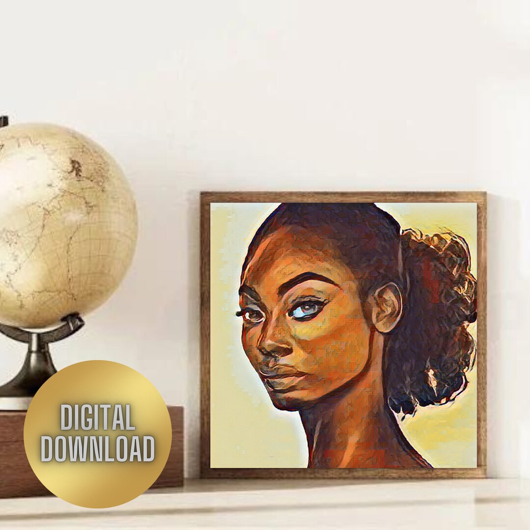 African American Women Art, Black Girl Wall Art, Earth and Boho, Afro