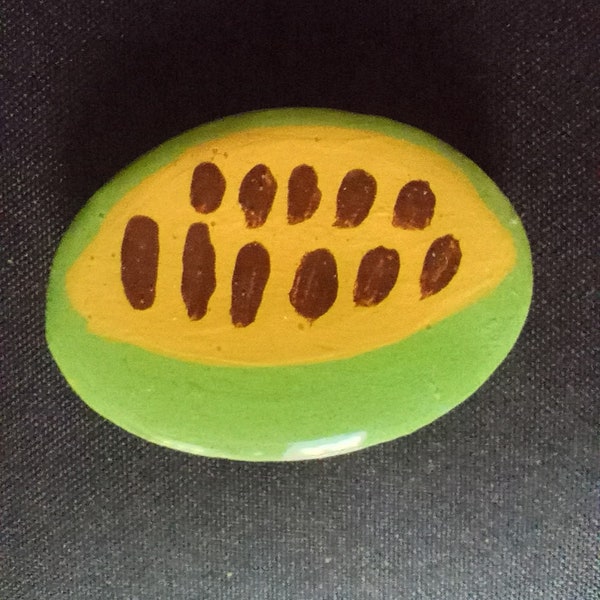 Handmade Pawpaw Fruit Magnet with Resin Coated Top Hand Painted