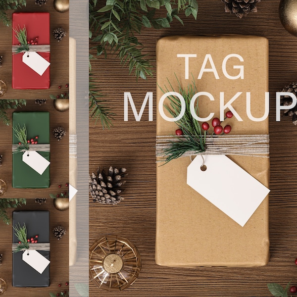 Christmas Gift Tag Mockup, Gift Tag Mockup, Holiday Tag Mockup, Christmas Mockup, Custom Gift, Name Card Mockup, White Card Mockup