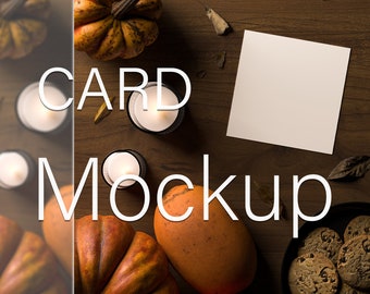 Square card mockup, Fall card mockup, Greeting card mockup, Halloween 5x5 card mockup, mock up, square mock up, Fall template, Pumpkin mock